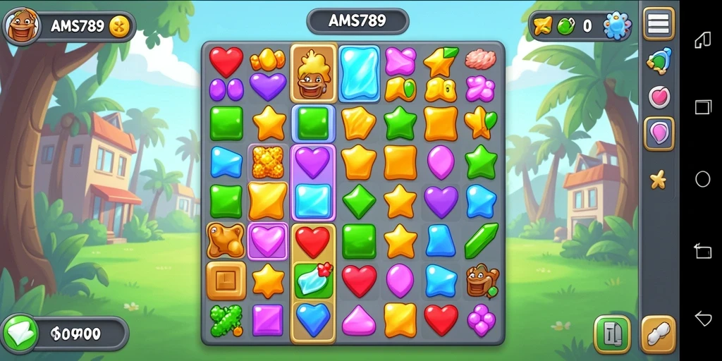 Tampilan antarmuka permainan Puzzle Match-3 yang menarik dan warna-warni.