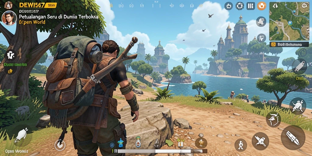 Tampilan antarmuka utama DEWI567 yang menarik dalam dunia Open World.