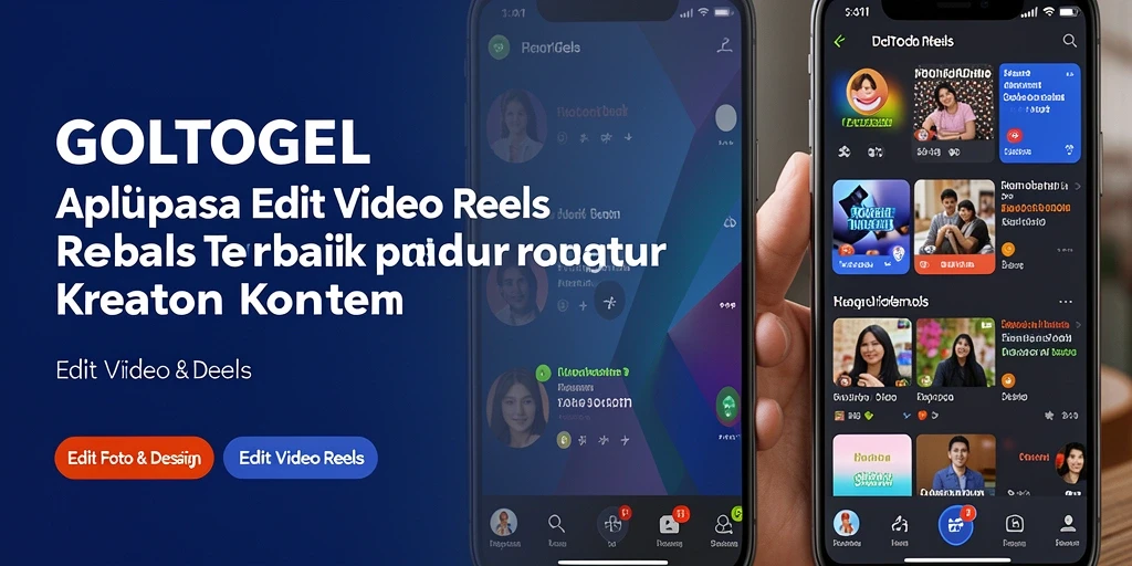 Tampilan antarmuka aplikasi GOLTOGEL saat mengedit video reels.