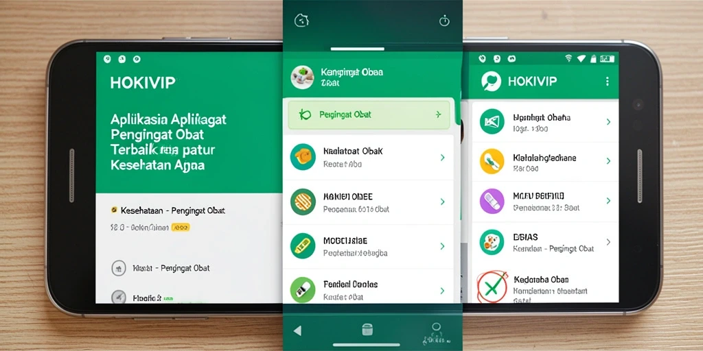 Antarmuka aplikasi HOKIVIP dengan pengingat obat yang jelas.