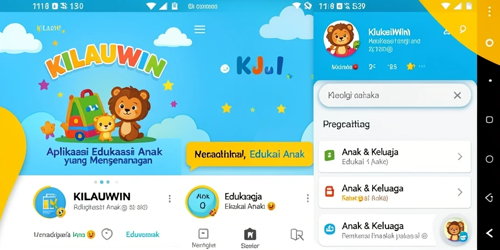 Antarmuka KILAUWIN yang menarik dan ramah anak.