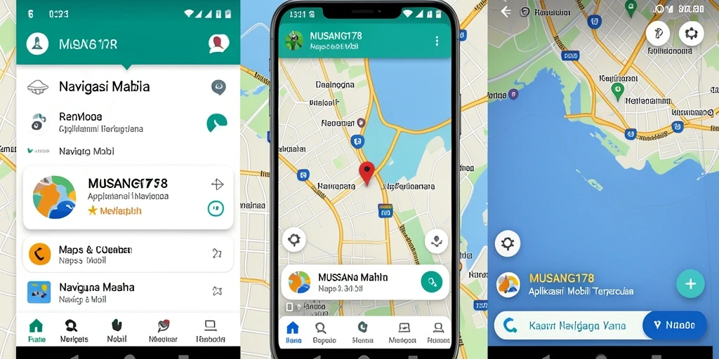 Antarmuka aplikasi MUSANG178 dengan fungsi Navigasi Mobil yang jelas.