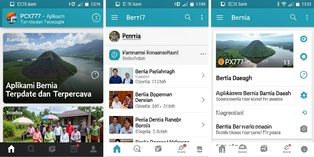 Antarmuka aplikasi PCX777 yang menampilkan berita daerah terkini.