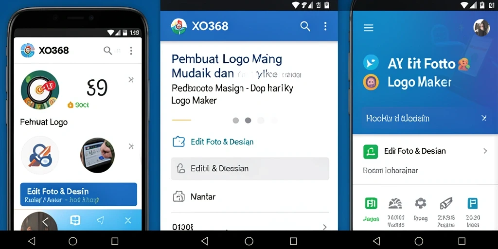 Antarmuka aplikasi XO368 yang intuitif untuk membuat logo.
