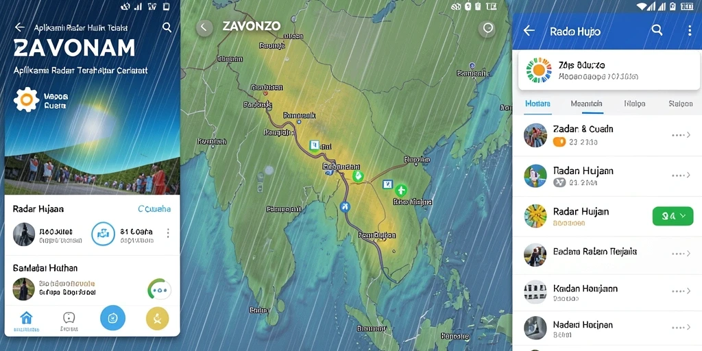 Antarmuka ZAVONZO menampilkan grafik radar hujan yang jelas dan informatif.